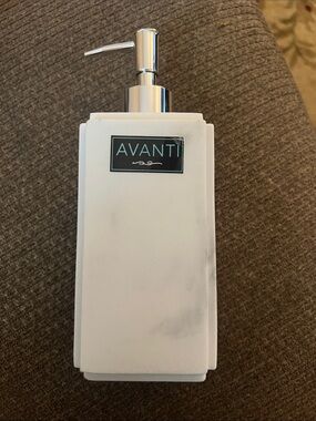 Avanti White Ceramic Soap Dispenser with Silver Pump marble